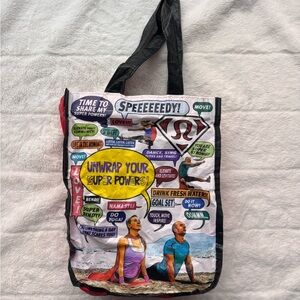 Lululemon "Unwrap Your Super Powers" Comic Book Lunch Bag Tote Zipper Closure